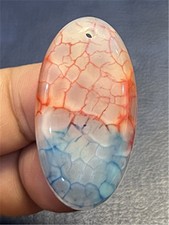 KU90226 42x22x7mm Colorful Fire Dragon Veins Agate Oval Pendant Bead