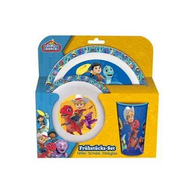 35133  Dino Ranch Frühstücksset, 3teiliges Geschirrset mit Teller, Schüssel u...