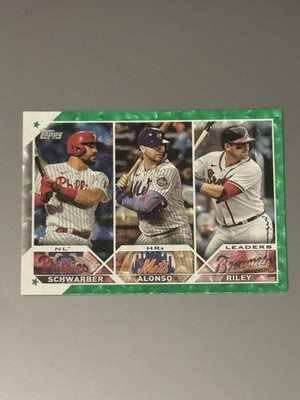 2023 Topps #178 NL HRs Leaders Green Foil #/499 Kyle Schwarber Pete Alonso Riley