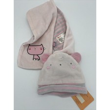 AKR Kids Scarf Cozy Soft Scarf with Hat Kitty Cat Pink New