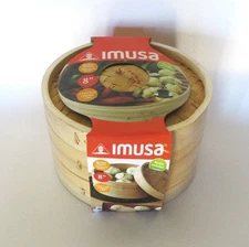 Imusa 8” Bamboo Steamer Basket with Recipe Included