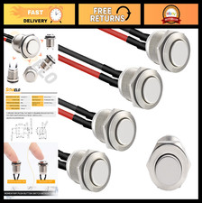 5pcs 12mm Momentary Push Button Switch - IP65 Waterproof, Stainless Steel, Pre-W