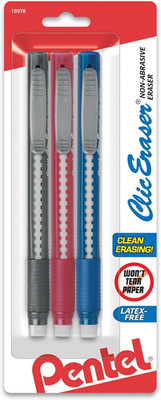 Pentel Clic Retractable Eraser with Grip 3 Pack