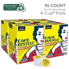 Caf Bustelo Sweet Creamy Caf con Leche Coffee Keurig K-Cup Pods 96 Count Box