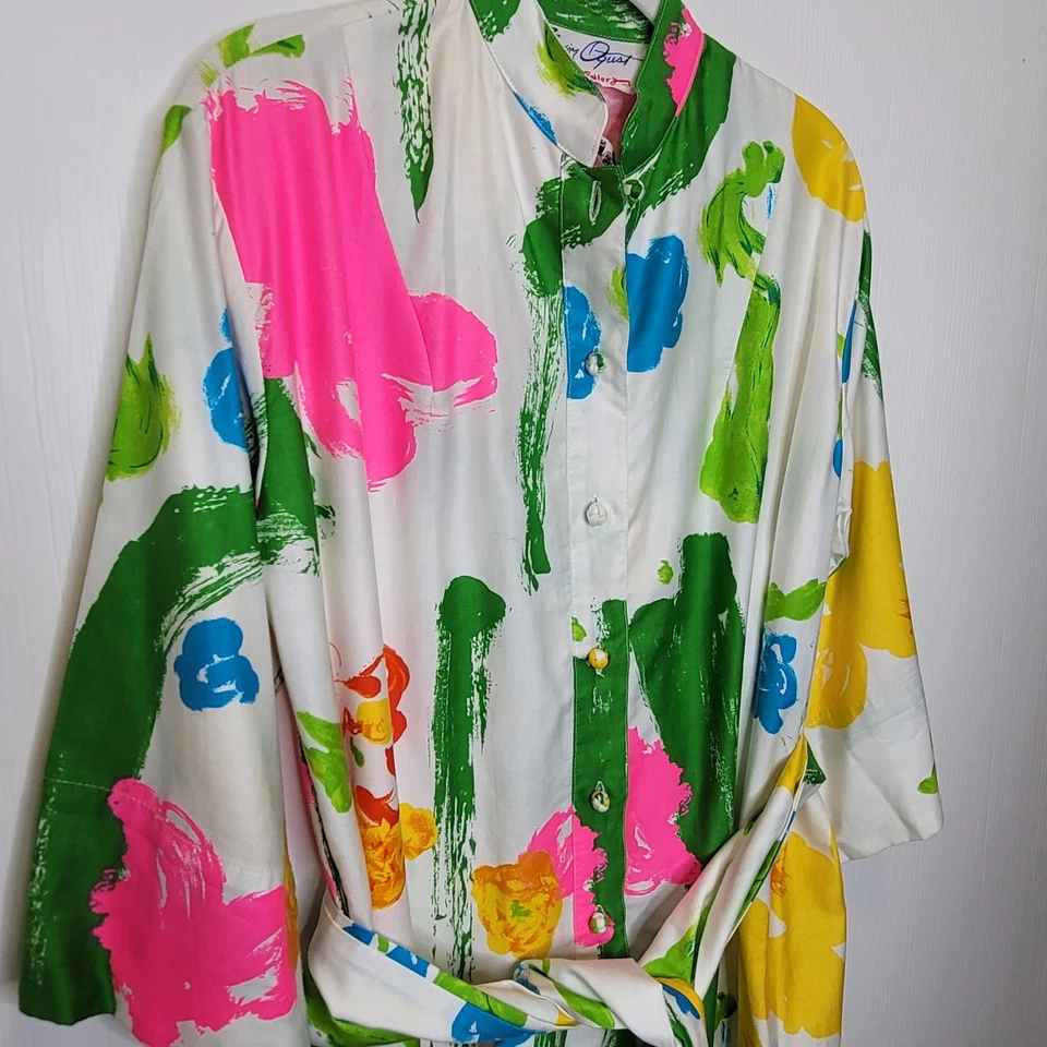 Vestido Maxi Forever Catherine Ogust Penthouse Kaftan Años 70 De Colección Estampado Abstracto O/S Foto 3 de 4