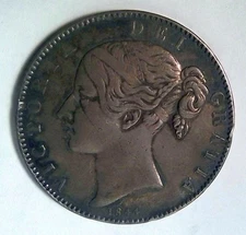 Great Britain 1844 Crown - Sterling Silver Estate Coin.