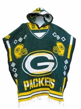 Green Bay Packers Reversible Woven Poncho with Hood – NFL Adult One Size
