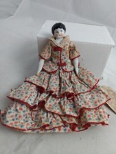 Antique 7.75" Hertwig Lowbrow China Head Doll Dressed Germany c1900