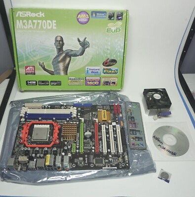 ASRock M3A770DE wAMD X3-450 CPU, 4GB Ram, has lots of features floppy,ide,sata