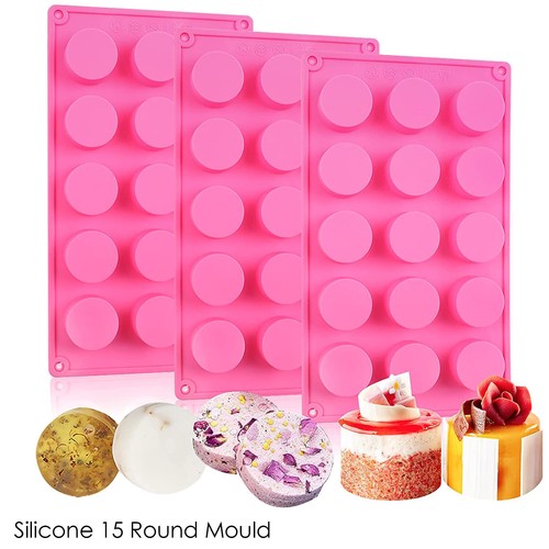 VDL Silicone 15 Round Shape Chocolate Cake Ice Baking Wax Melt Soap Resin Mould - 第 1/8 張圖片