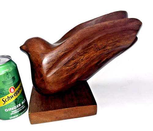 MCM Teak Bird Hand Carved Wood Scandinavian Abstract Art 121 1960s Signed “M M” - Picture 4 of 7