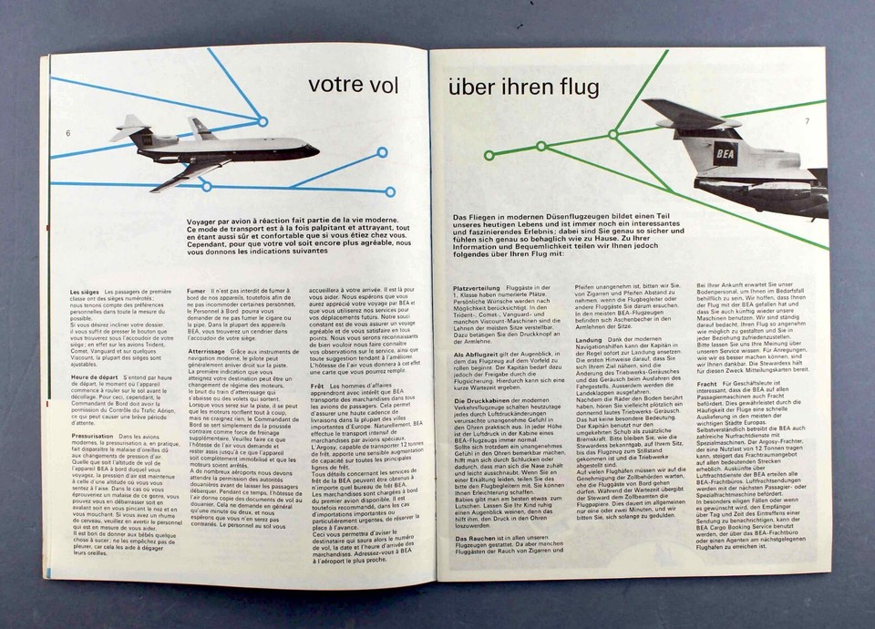 BEA BRITISH EUROPEAN AIRWAYS AIRLINE SAFETY CARD BOOKLET TRIDENT COMET