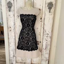 Adrianna Papell Sz 4 Woman' Black Beige Lace Formal Evening Cocktail Party Dress