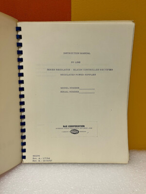 NJE 801270 SY Line Silicon Controlled Rectifier Regulated Power Supplies Manual