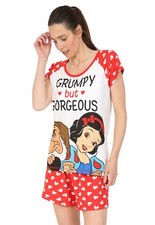 Disney Snow White Dwarfs Grumpy But Gorgeous Ladies SHORT Cotton Pyjamas UK 