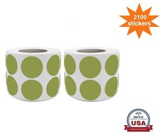 Colored Dot Stickers Olive Green 3/4 " Round Labels 19MM 2100 Labels on Rolls