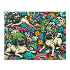 Puzzle 120, 252, 500-Piece Scribble Patterns Pug Colorful Doodles