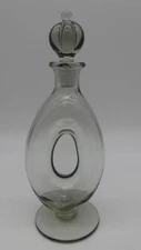 Vintage MCM Holmegaard Pinched Blown Smoke Glass Crown Stopper Decanter Bottle 3