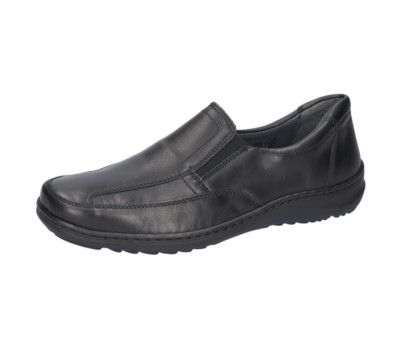 Waldläufer Herrenschuhe Herwig Slipper schwarz Leder Weit Einlagen