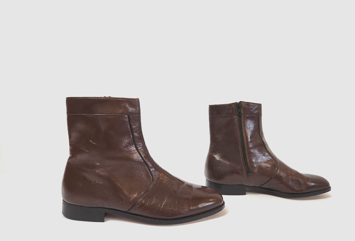 Vtg Hanover Brown leather Zip Beatle Chelsea Ankle Boots Vtg Hanover Brown leather Zip Beatle Chelsea Ankle Boots