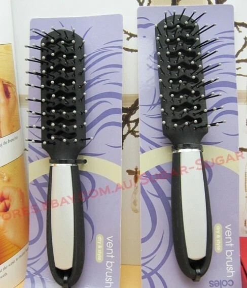 New Coles 2 x Travel Size Hair Vent Brush Hand Bag Size Small Hair Brush
