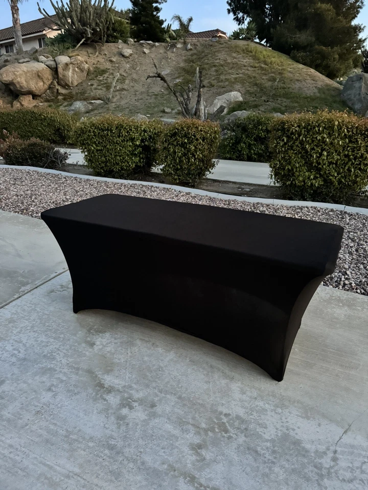 (10 Pcs) 6ft Spandex Fitted  Rectangle Stretch Table Cover Wedding Party Black - Image 3 of 4