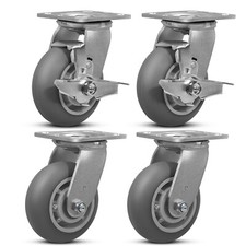 5 Inch Caster Wheels Heavy Duty,Capacity400-1600LB- Rubber Wheels