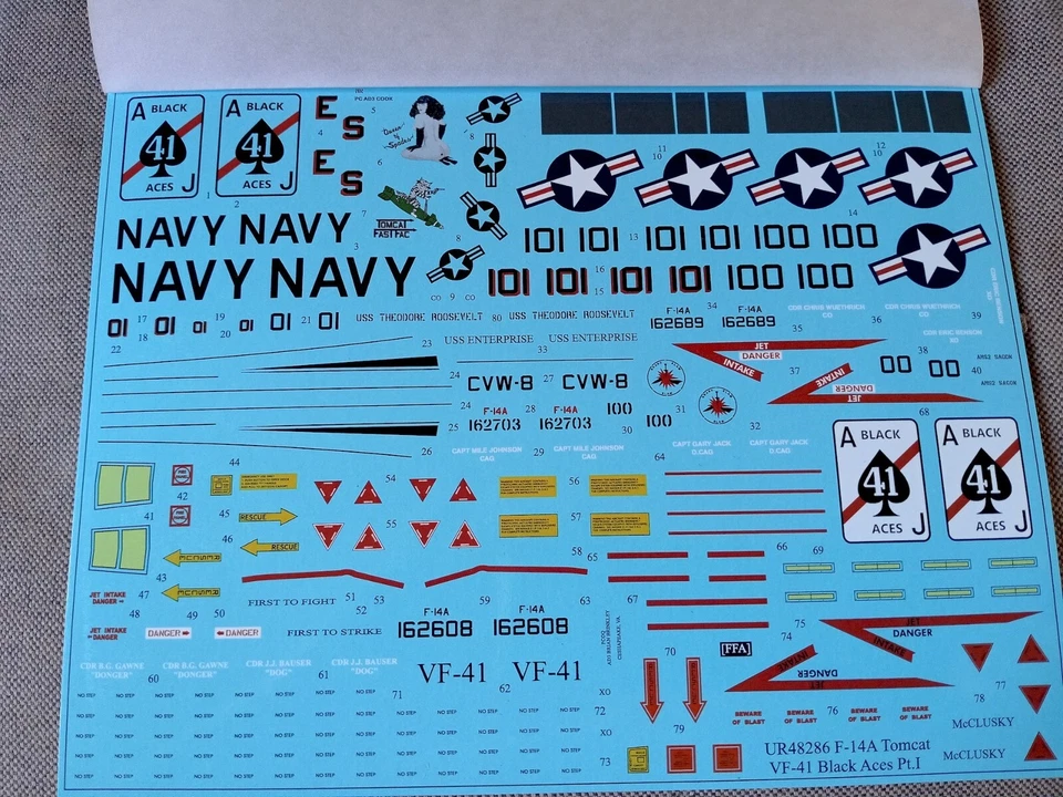 UpRise Decals UR48286 - DECAL F-14A Tomcat VF-41 Black Aces Pt.1  1/48 - Image 2 of 4