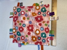 Bright Starts Taggies Security Blanket Lovey Pink Flowers Lavender Back 12  