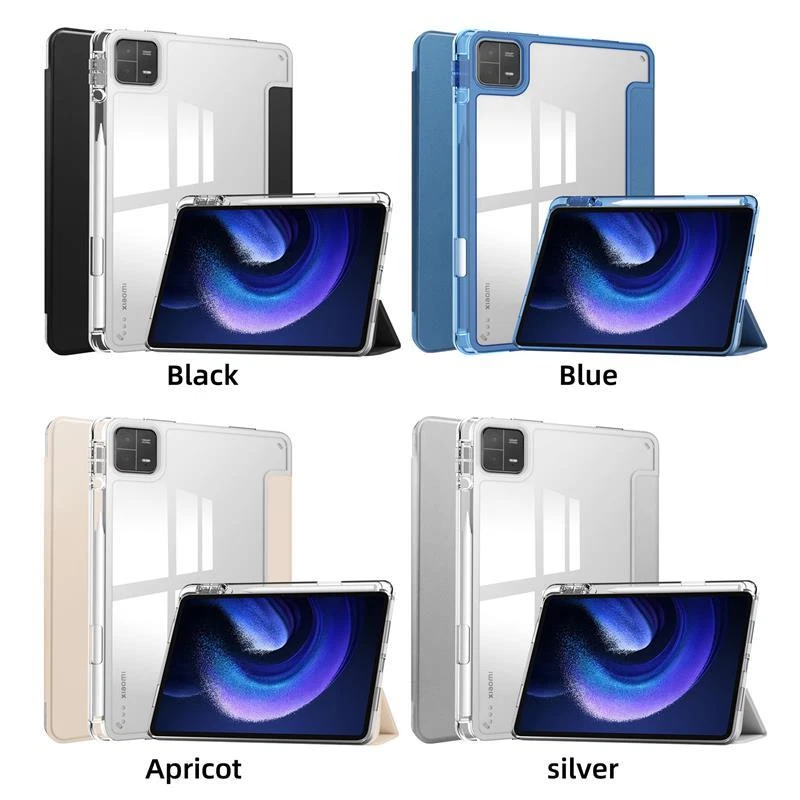 Xiaomi Mi Pad 6 / Pad 6 Pro 11.0 Case Smart Leather Clear Back Stand Flip Cover - Image 2 of 4