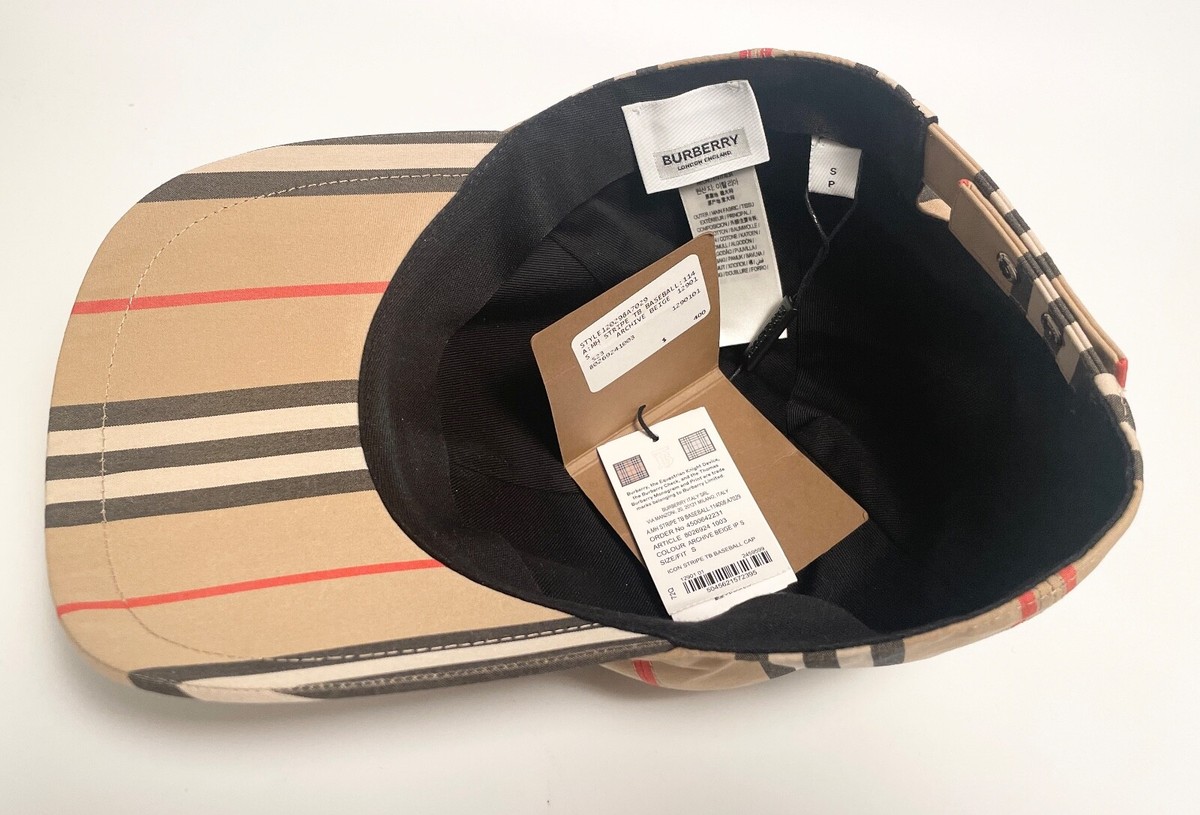 Burberry Monogram Motif Icon Stripe Cotton Baseball Cap, sz Small