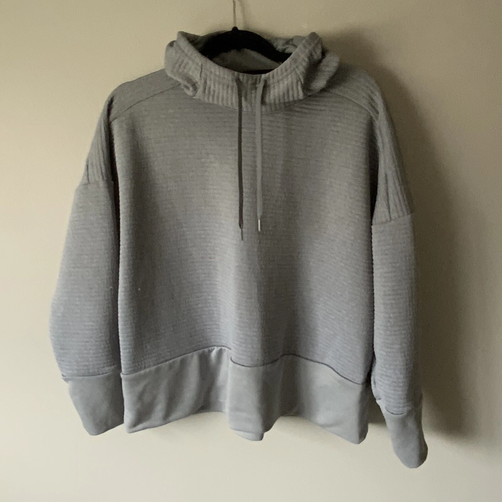 Nike Dry Women's Logo Dri-FIT Training Ribbed Boxy Hoodie Cool Gray L