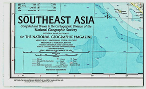 ⫸ 1968-12 December Vintage SOUTHEAST SE ASIA National Geographic Map - A1