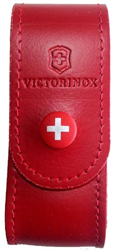 Victorinox - Case Leather Red For Swiss Army Knife 91mm 6 With 14 Piece - - Picture 1 of 4