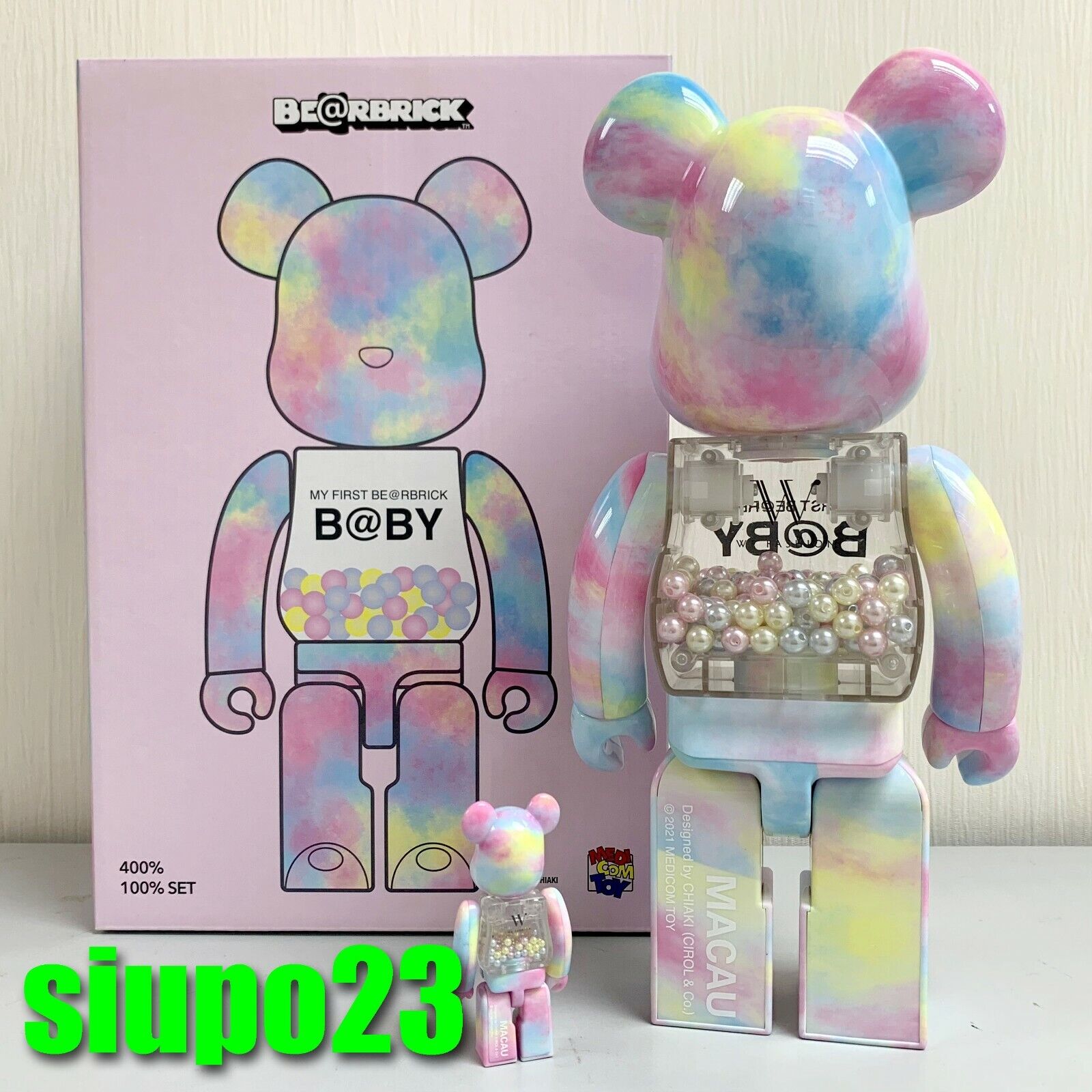 Medicom 400% + 100% Bearbrick ~ My First Baby Be@rbrick Macau Exclusive 2021