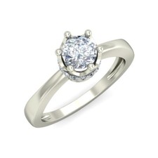 0.70Ct White Round CZ Queen Crown Engagement Ring Solid 925 Sterling Silver
