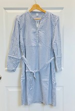 NWT Old Navy Light Blue Chambray Stripe Button Belted Tie Cami Shirt Dress, MED