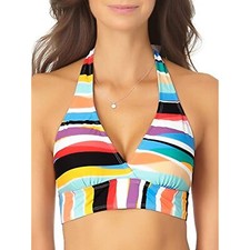 MSRP 58 Anne Cole Signature Wavy Stripe Marilyn Halter Bikini Top Size XL