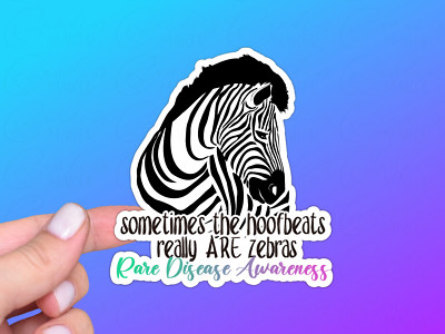 Rare Disease Awareness Zebra Vinyl Sticker, Chronic Illness, Genetic