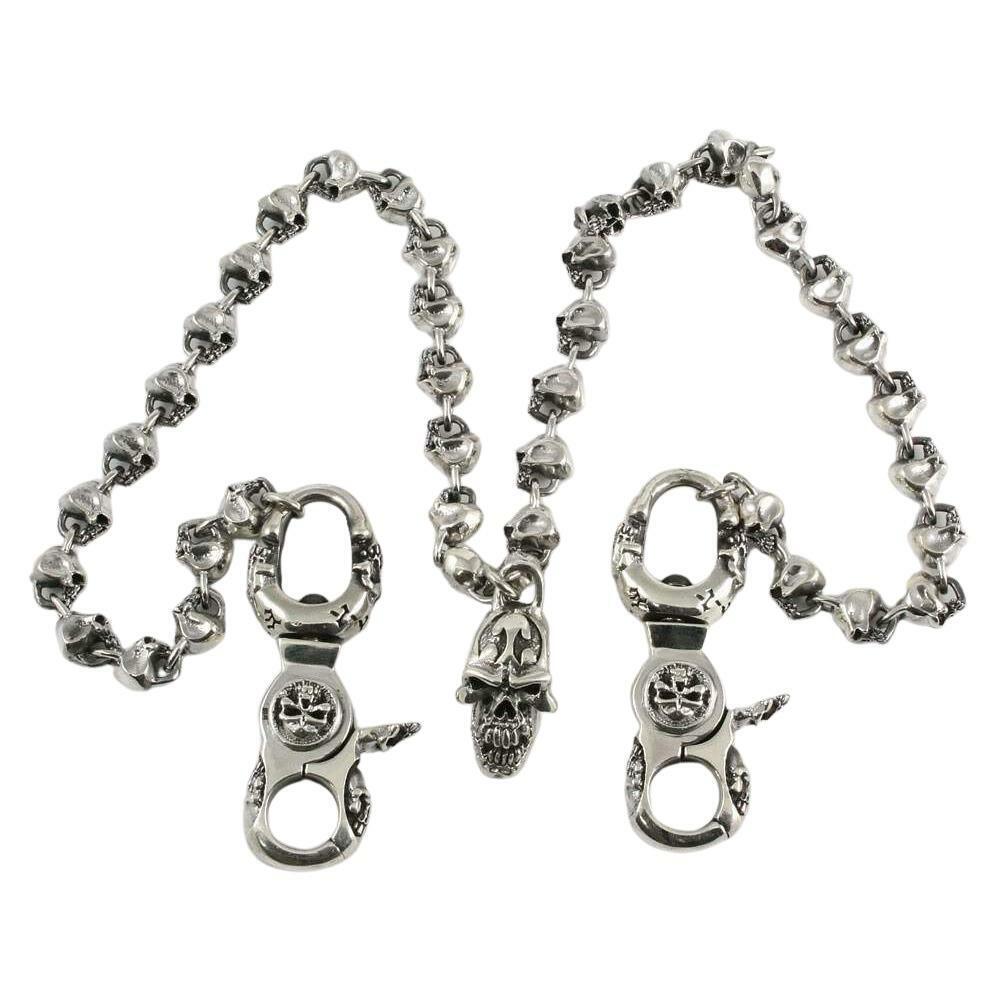 Solid 925 Sterling Silver Skull Wallet Chain Biker Men's Solid 925 Sterling Silver Skull Wallet Chain Biker Men's