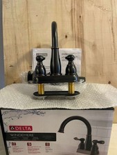Oil Rubbed Bronze 4" centerset 2-handle WaterSense Mid-arc Bathroom Sink Faucet