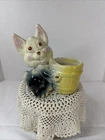 Vintage Shawnee Anthropomorphic Dog Holding Barrel Animal Planter Vintage 50s