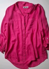 NEW YEARS SALE...EVERYTHING  25%+ OFF Women Hot Pink Button Up Long Blouse