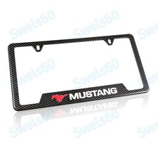1pc For Mustang Carbon Fiber Look License Plate Frame Abs Laser Style Logo New