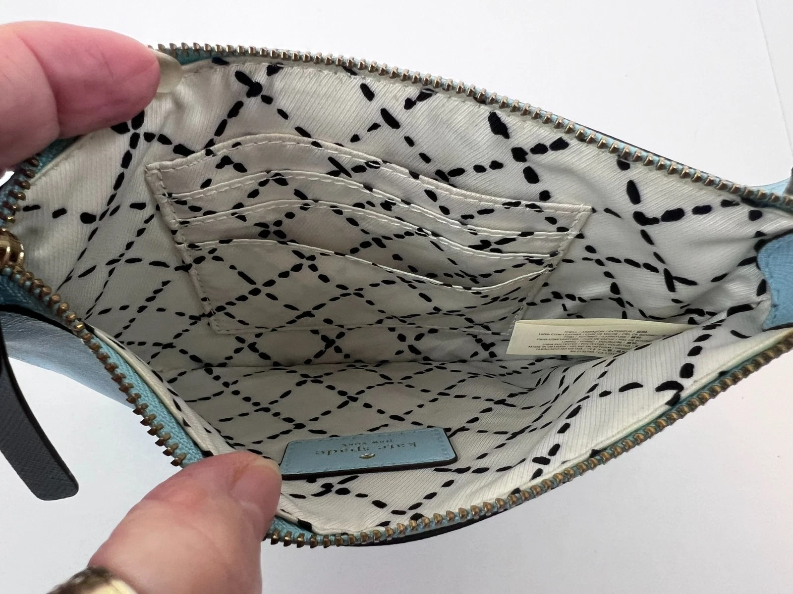 Kate Spade mini borsa da polso in pelle Newbury Lane Lolly WLRU1770 blu chiaro