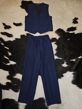 Van Heusen Boys 2 Piece Dress Pants With Matching Vest Size 7 Navy Blue