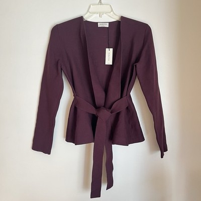 NWT Babaton Aritzia Commuter Cardigan Wonder Yarn Knit Belted Wrap Deep Burgundy
