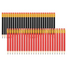 50 Pcs Golf Pencils with Erasers, 4" HB Mini Half Pencils Red/Black