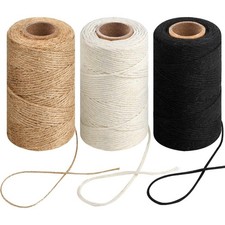 984 Ft Twine String, Natural Jute Twine, 2mm White Cotton Rope, 10ply Black
