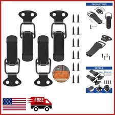 4Pcs Spring Loaded Toggle Latch Set 2.2" Black Metal for Wooden Box Case